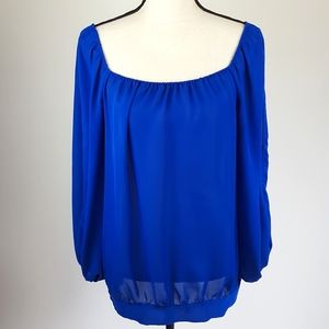 Vince Camuto royal blue slit sleeve blouse size small